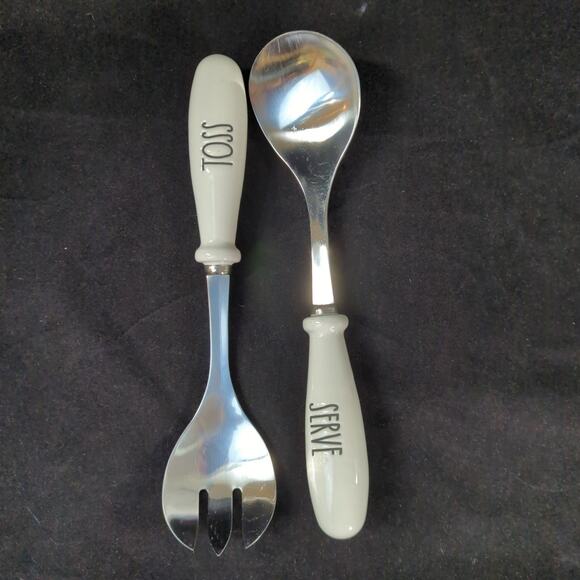 Rae Dunn Salad Serving Spoon & Fork SERVE TOSS - Picture 2 of 5